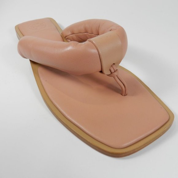 TORY BURCH Puffy Strap Thong Nevada Flat SANDALS Size 5.5 Shell Pink Leather NEW - Picture 8 of 13